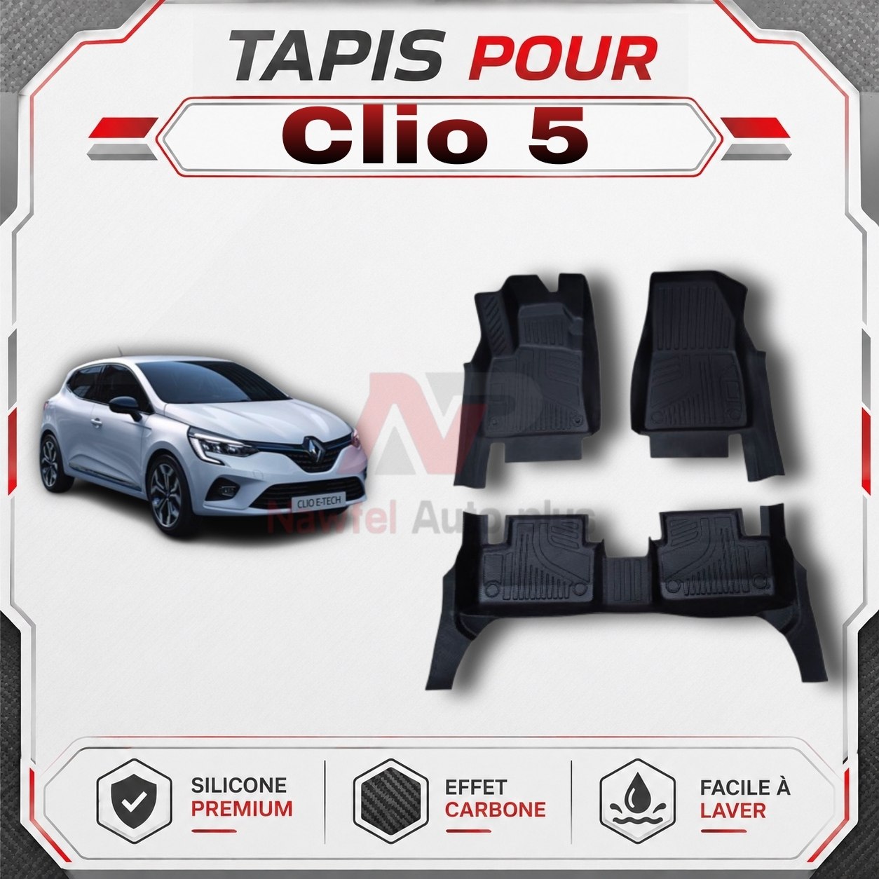 Tapis Voiture-7D -سهلة التنظيف-حماية كامل -مضادة للانزلاق