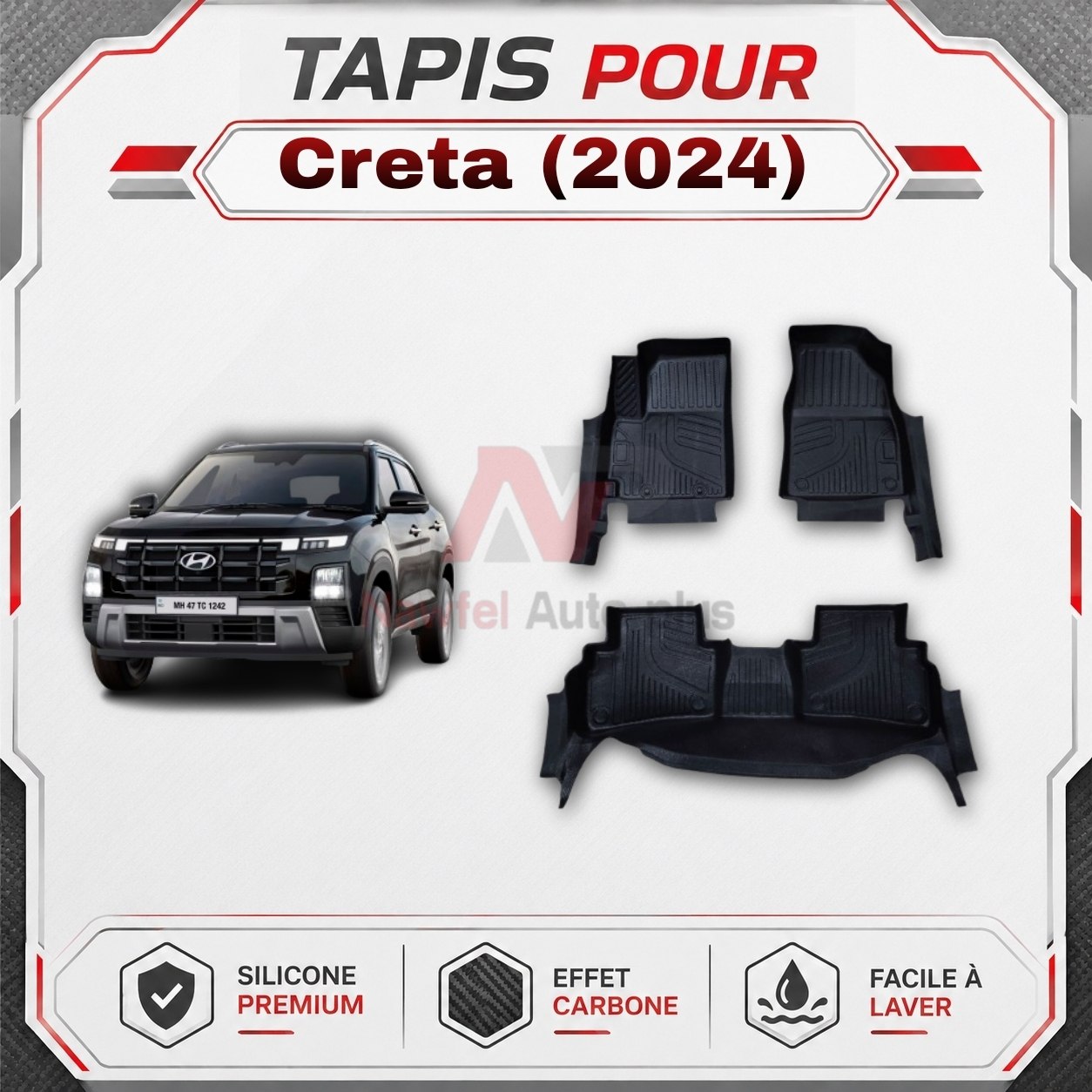 Tapis Voiture-7D -سهلة التنظيف-حماية كامل -مضادة للانزلاق