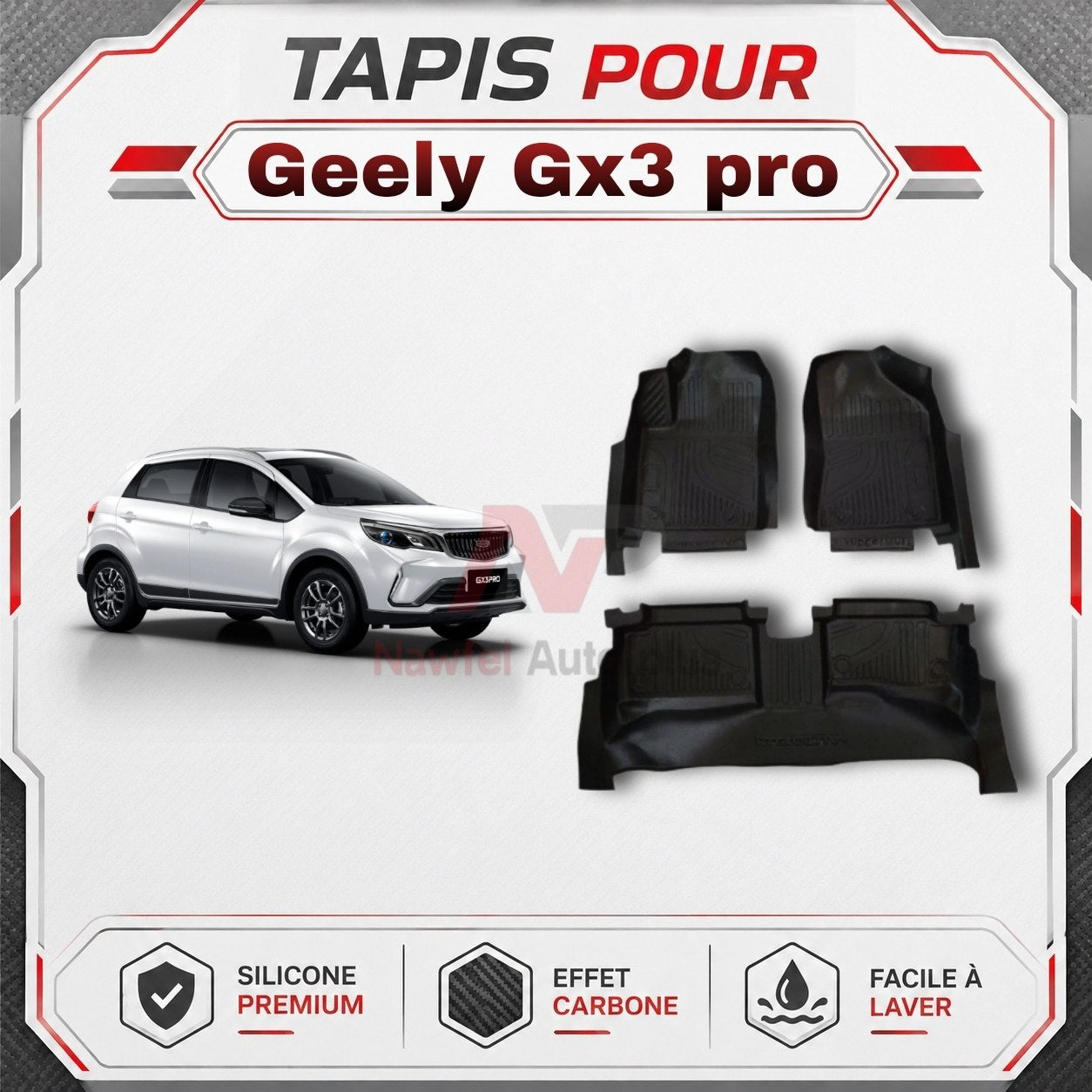 Tapis Voiture-7D -سهلة التنظيف-حماية كامل -مضادة للانزلاق