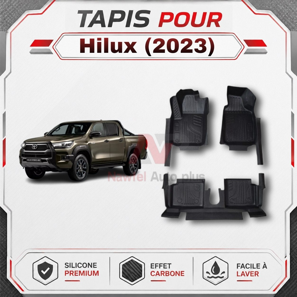 Tapis Voiture-7D -سهلة التنظيف-حماية كامل -مضادة للانزلاق