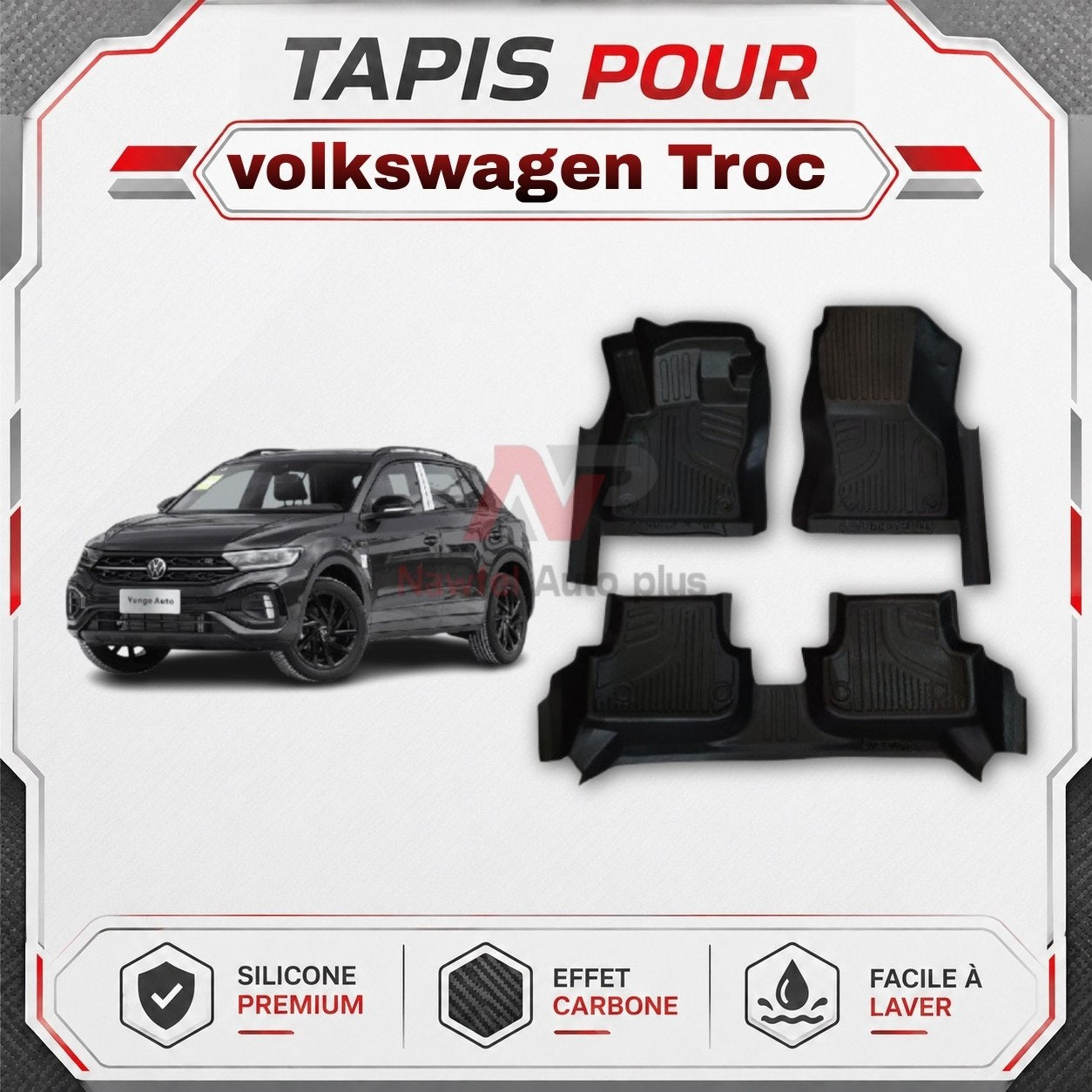 Tapis Voiture-7D -سهلة التنظيف-حماية كامل -مضادة للانزلاق